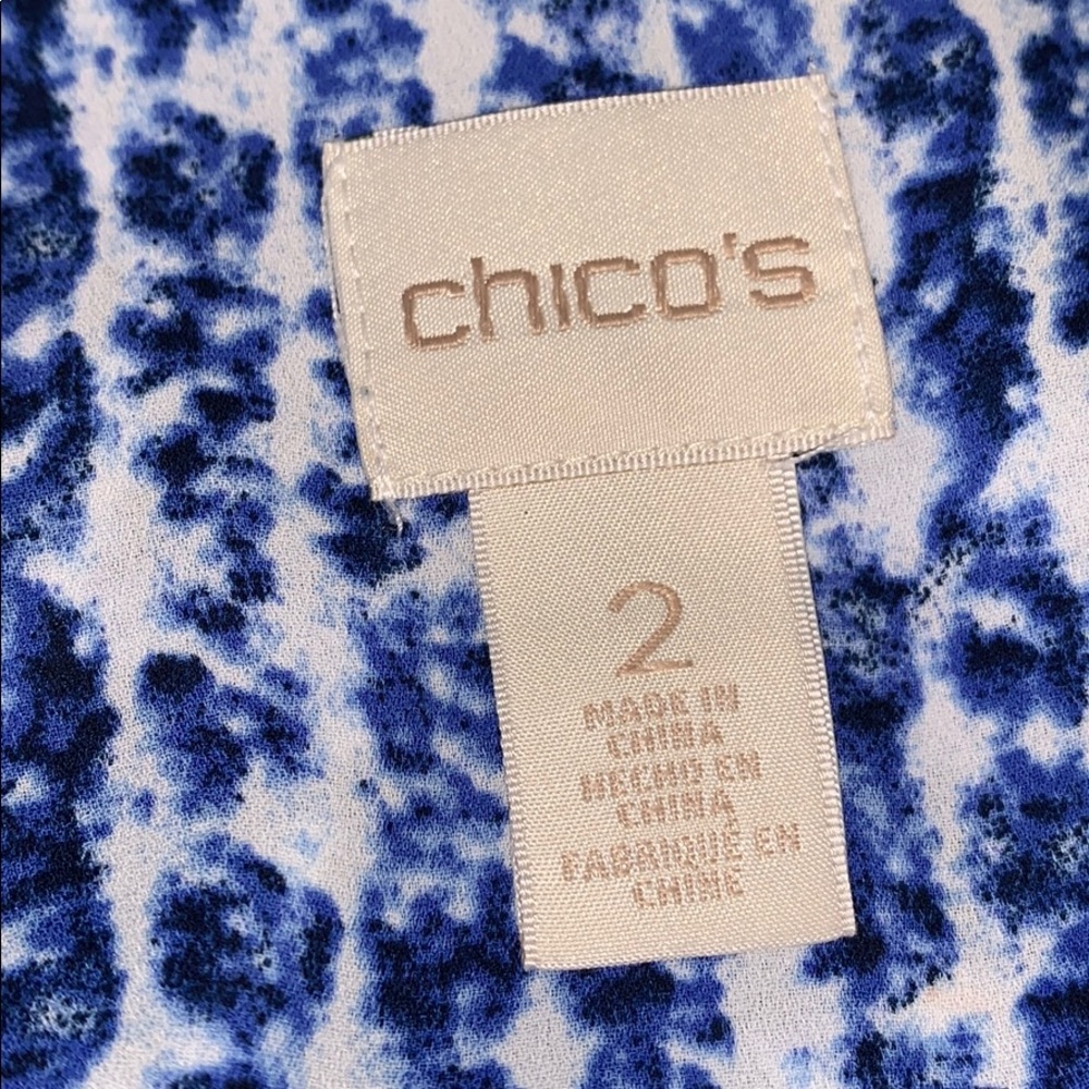 Chico’s Trapeze Blue & White Print Sleeveless Blouse - Picture 10 of 10